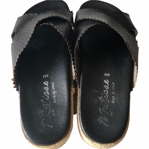 MATISSE Leather Sandals Espadrilles Sz 9M Black - Picture 6 of 10